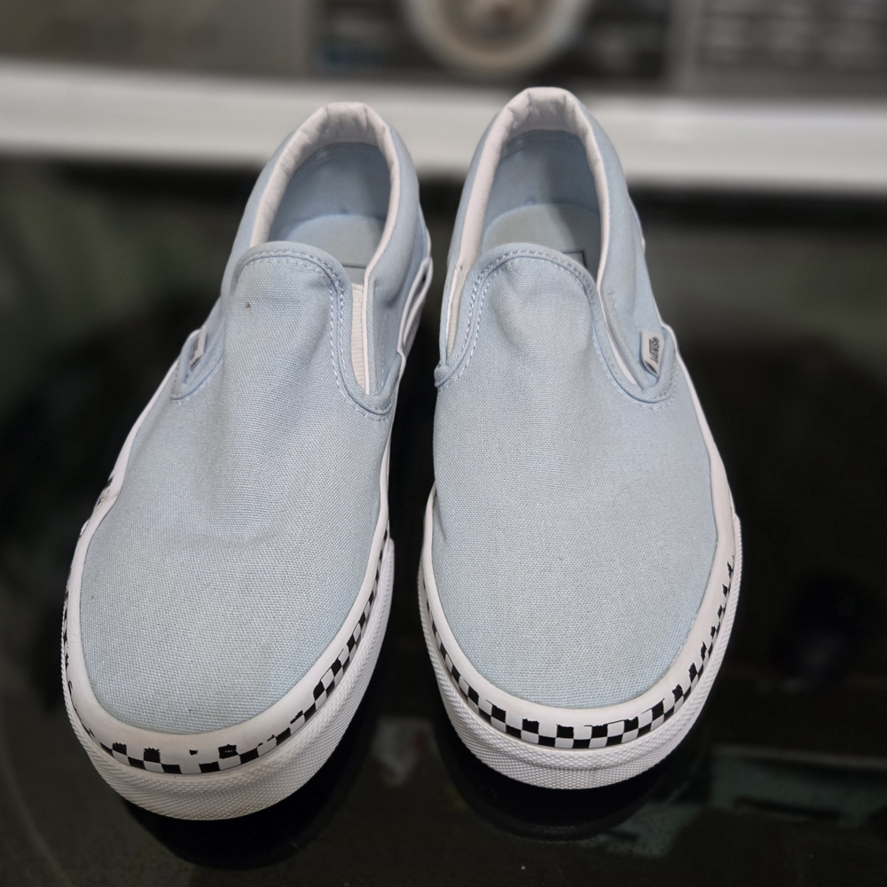 VANS check foxing cool blue slip-on W 6.5 or M 5